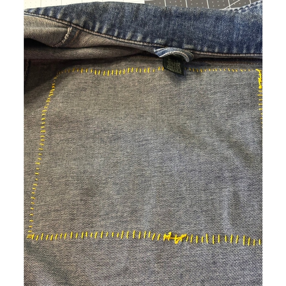 Lauren Jeans Co Ralph Lauren Denim Jacket L Blue Good Bird Patch Zipper Pockets - Picture 10 of 16